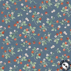 Windham Fabrics Robin Strawberries Denim