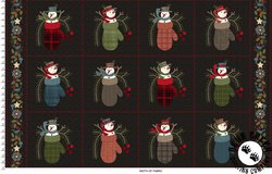 Maywood Studio Holly Jolly Flannel Snowmen Blocks Black