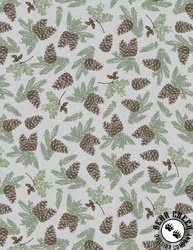 Wilmington Prints Timberland Trails Pine Cone Toss Gray Wilmington Prints Timberland Trails Pine Cone Toss Gray