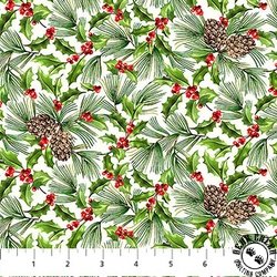 Northcott Holiday Joy Pine and Holly Cream/Multi Northcott Holiday Joy Pine and Holly Cream/Multi