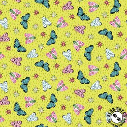 Studio E Fabrics Tropical Menagerie Small Butterflies and Moths Lime