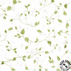 P&B Textiles Indigo Song Vines White/Green