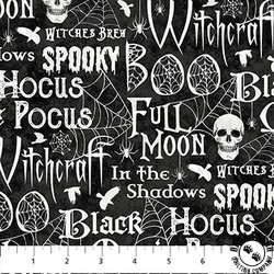 Northcott Spellbound Words Black/Multi Northcott Spellbound Words Black/Multi