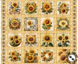 QT Fabrics Sunflower Serenade Sunflower Picture Patches Panel Maize QT Fabrics Sunflower Serenade Sunflower Picture Patches Panel Maize