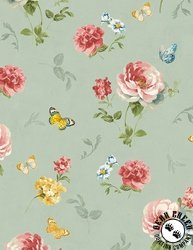 Wilmington Prints Blushing Meadow Large Floral Green