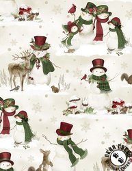 Wilmington Prints Woodland Snowmen Scenic Snowmen Cream Wilmington Prints Woodland Snowmen Scenic Snowmen Cream