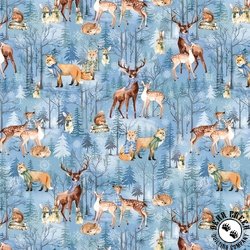 Benartex Woodland Wonderland Scenic Medium Blue Benartex Woodland Wonderland Scenic Medium Blue