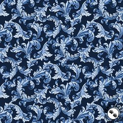 Blank Quilting English Blue and White Scroll Navy Blank Quilting English Blue and White Scroll Navy