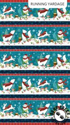 Northcott Woodland Wishes Border Stripe Teal/Multi