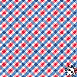 Maywood Studio Kimberbell Star Spangled Beauty Bias Gingham Blue/Red