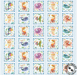 P&B Textiles Happy Ocean Life Blocks Blue P&B Textiles Happy Ocean Life Blocks Blue