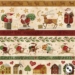 Riley Blake Designs Up on the Housetop Border Stripe Snowflake