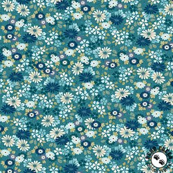 Andover Fabrics Kasumi Floating Flowers Teal