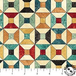 Northcott Stonehenge Stitchin' Bobin Quilt Beige/Multi