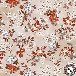 P&B Textiles Le Jardin Tossed Flowers Ecru/Cream/Light Tan