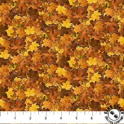Northcott Autumn Woodland Naturescapes Packed Leaves Rust