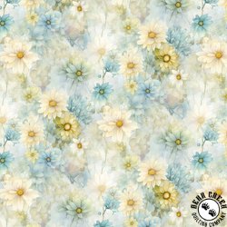 Timeless Treasures Forest Whisper Daisy Bloom Blue
