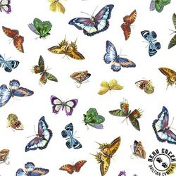 Michael Miller Fabrics Botanical Garden Bright Butterflies White