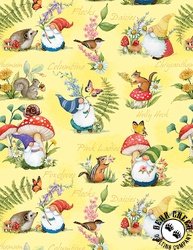 Wilmington Prints Gnome Grown Gnomes All Over Yellow Wilmington Prints Gnome Grown Gnomes All Over Yellow