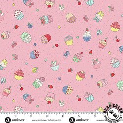 Andover Fabrics Afternoon Tea Cupcake Confetti Pink