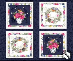 P&B Textiles Indigo Song Floral Block Panel P&B Textiles Indigo Song Floral Block Panel