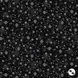 Hoffman Fabrics Midnight Perch Mini Snowflakes Onyx/Silver