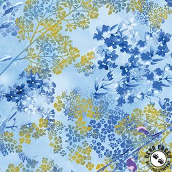 Benartex Metallic Impressions Metallic Sprigs Light Blue Benartex Metallic Impressions Metallic Sprigs Light Blue