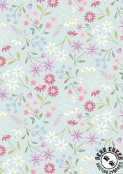 Lewis and Irene Fabrics Pressed Flowers Sleeping Bloom Light Teal