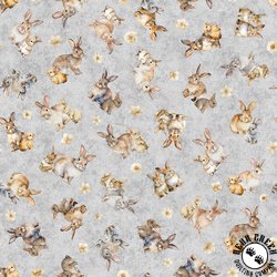 QT Fabrics Hunny Bunny Tossed Bunnies Gray QT Fabrics Hunny Bunny Tossed Bunnies Gray
