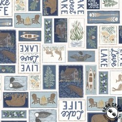P&B Textiles Lakeside Days Live Love Lake Blocks Cream