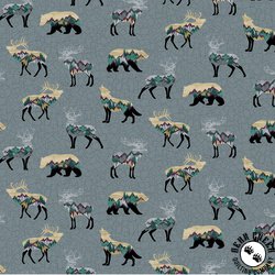 Benartex Into the Wild Wildlife Allover Grey/Multi