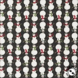 Moda Winter Friends Stacked Snowmen Charcoal Black