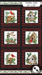 Northcott Winter Song Panel Birdhouse Black/Multi