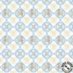 P&B Textiles Sea Whispers Set Sand Dollar Diamonds Cream/Blue P&B Textiles Sea Whispers Set Sand Dollar Diamonds Cream/Blue