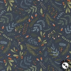Moda Purrfect Christmas Holly and Pine Midnight Moda Purrfect Christmas Holly and Pine Midnight