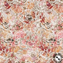P&B Textiles Petal Play 108 Inch Wide Backing Fabric Graphic Floral Tan/Multi