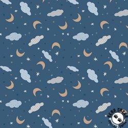 P&B Textiles Polar Pals Tossed Night Sky Dark Blue