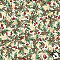 P&B Textiles Joyful Packed Pinecone Sprigs Cream