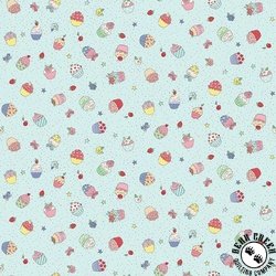 Andover Fabrics Afternoon Tea Cupcake Confetti Blue Andover Fabrics Afternoon Tea Cupcake Confetti Blue