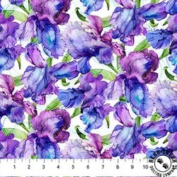 Northcott Infatuation Packed Iris White/Multi Northcott Infatuation Packed Iris White/Multi