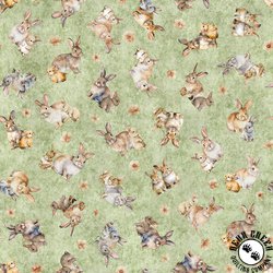 QT Fabrics Hunny Bunny Tossed Bunnies Sage QT Fabrics Hunny Bunny Tossed Bunnies Sage