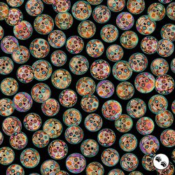 QT Fabrics Skullduggery Mini Sugar Skulls Black QT Fabrics Skullduggery Mini Sugar Skulls Black