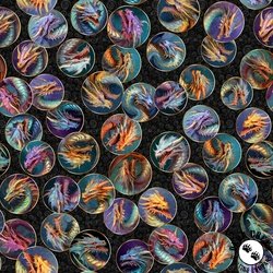 QT Fabrics Dragon's Song Dragon Heads Charcoal