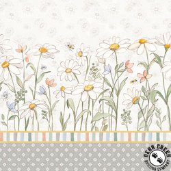 Clothworks Daisy Field Double Border Gray