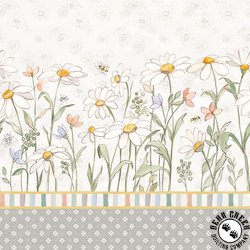 Clothworks Daisy Field Double Border Gray Clothworks Daisy Field Double Border Gray