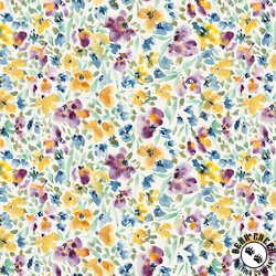 Clothworks Violetta Packed Flowers Cream