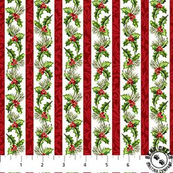 Northcott Holiday Joy Holly Stripe Cream/Multi