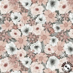 Blank Quilting Petals and Pewter Packed Flowers Dusty Rose