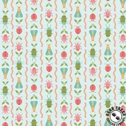 Cloud9 Fabrics Love Bugs Crawling Critters Light Turquoise