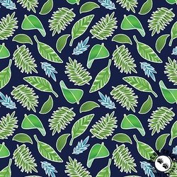 Benartex Rainforest Glow Tropical Leaves Navy Benartex Rainforest Glow Tropical Leaves Navy